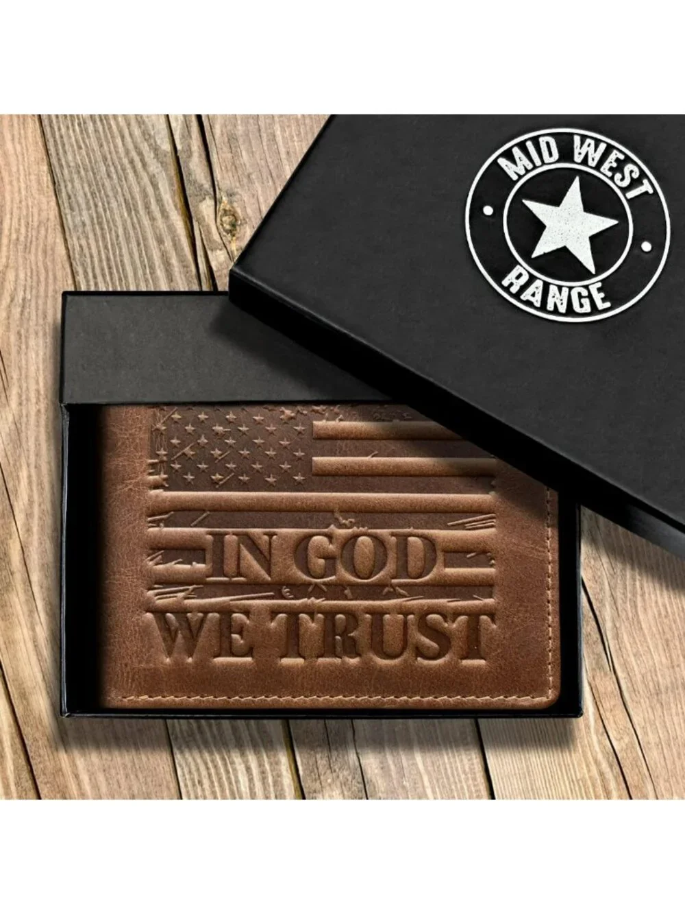 American Flag Bifold Wallet for Men, 'IN GOD WE TRUST', Stylish & Durable Design